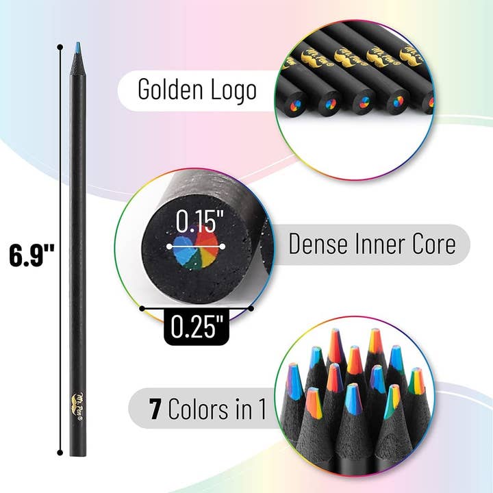 Mr. Pen - Wholesale Colored Pencil - Mr. Pen Rainbow Pencils, 12 Colors, 7 Color in 1 Pencil