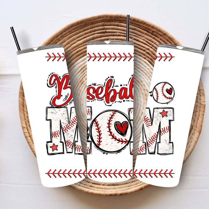 Baseball Mom 20 oz. Stainless Steel Tumbler for wholesale by Sister Ray