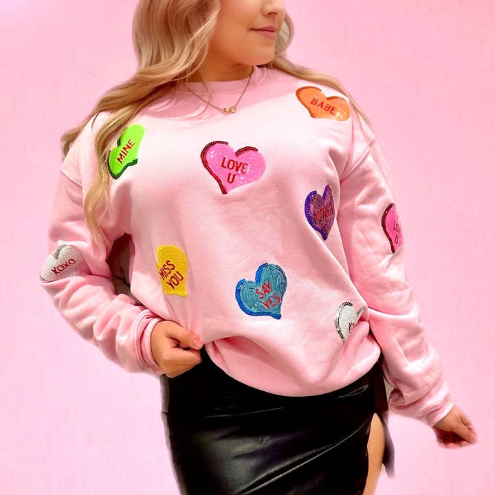 Beyond Shimmer Conversation Hearts Sweater for wholesale by Anagails