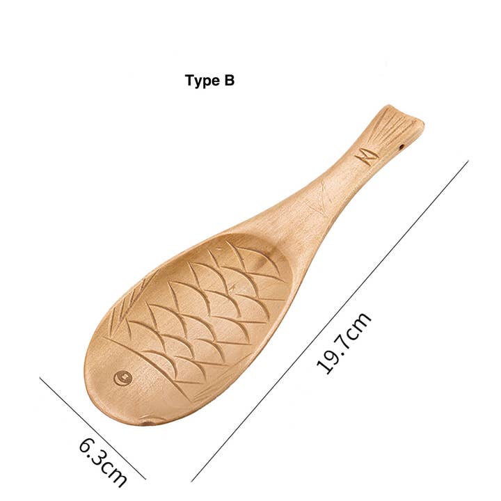 MinoCraft - Wholesale Kitchen Spoon - Solid wood fish-shaped rice spoon1