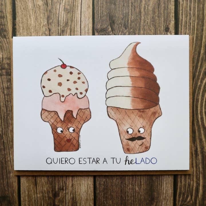 Helado Card for wholesale by Amor y Risas