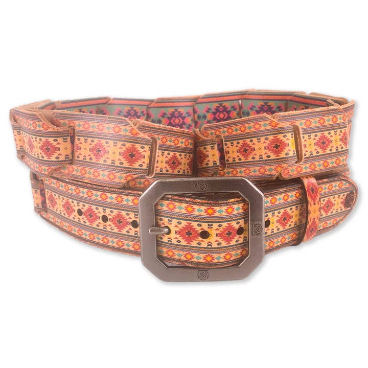 NATIVE BLANKET III-FULL GRAIN LEATHER BELT for wholesale by TODD BLOOM