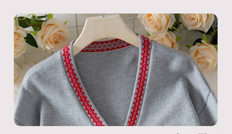 Gray Button-Front Knit Cardigan for wholesale on Faire2