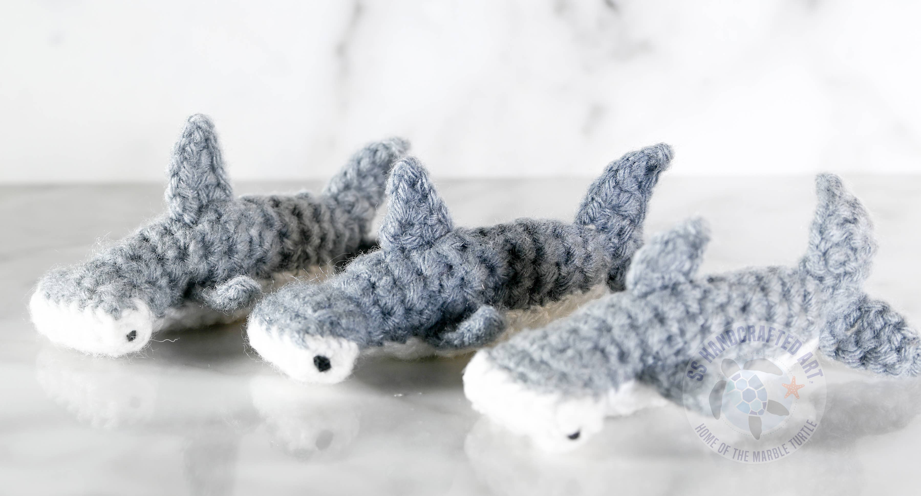 SS handcrafted Art - Wholesale Stuffed/Plush Toy - Kids & Baby - Hand Knitted Hammerhead Shark 3"