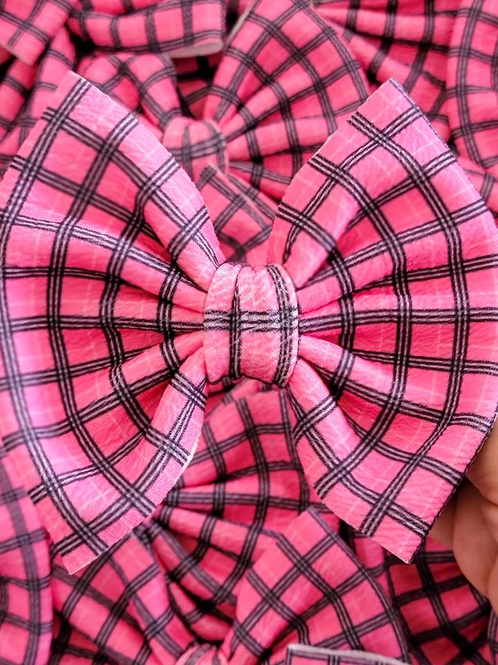 Savannah Bow-Pink Plaid for engroshandel hos Dainty Delights Creations