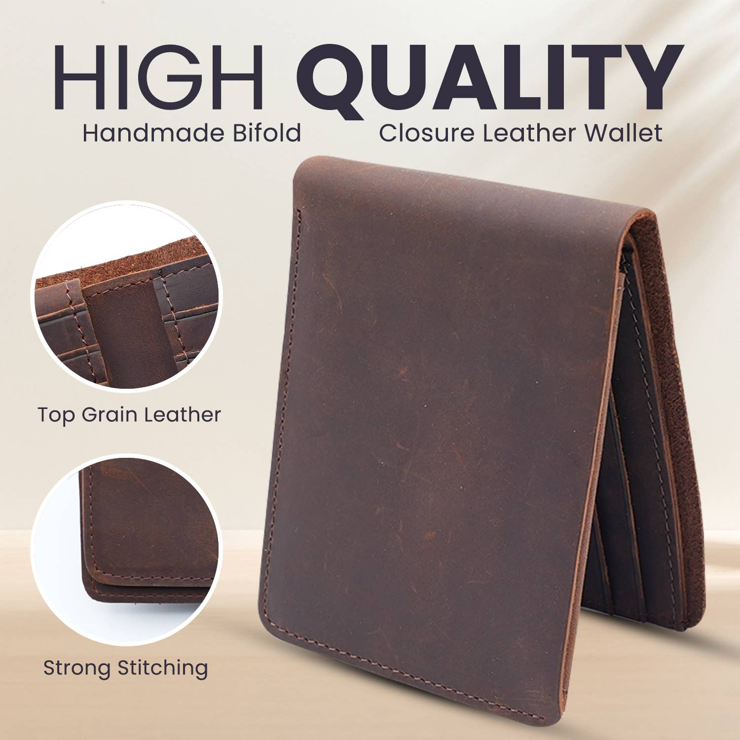 American Leather Goods - Wholesale Wallet - Men's - Genuine Leather Wallet for Men with Flap out ID Window4
