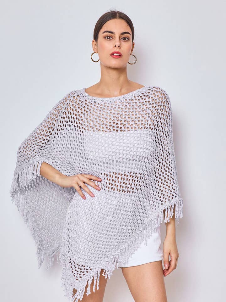 Gebreide poncho van gaas - 6125 voor wholesale door EASY MODE