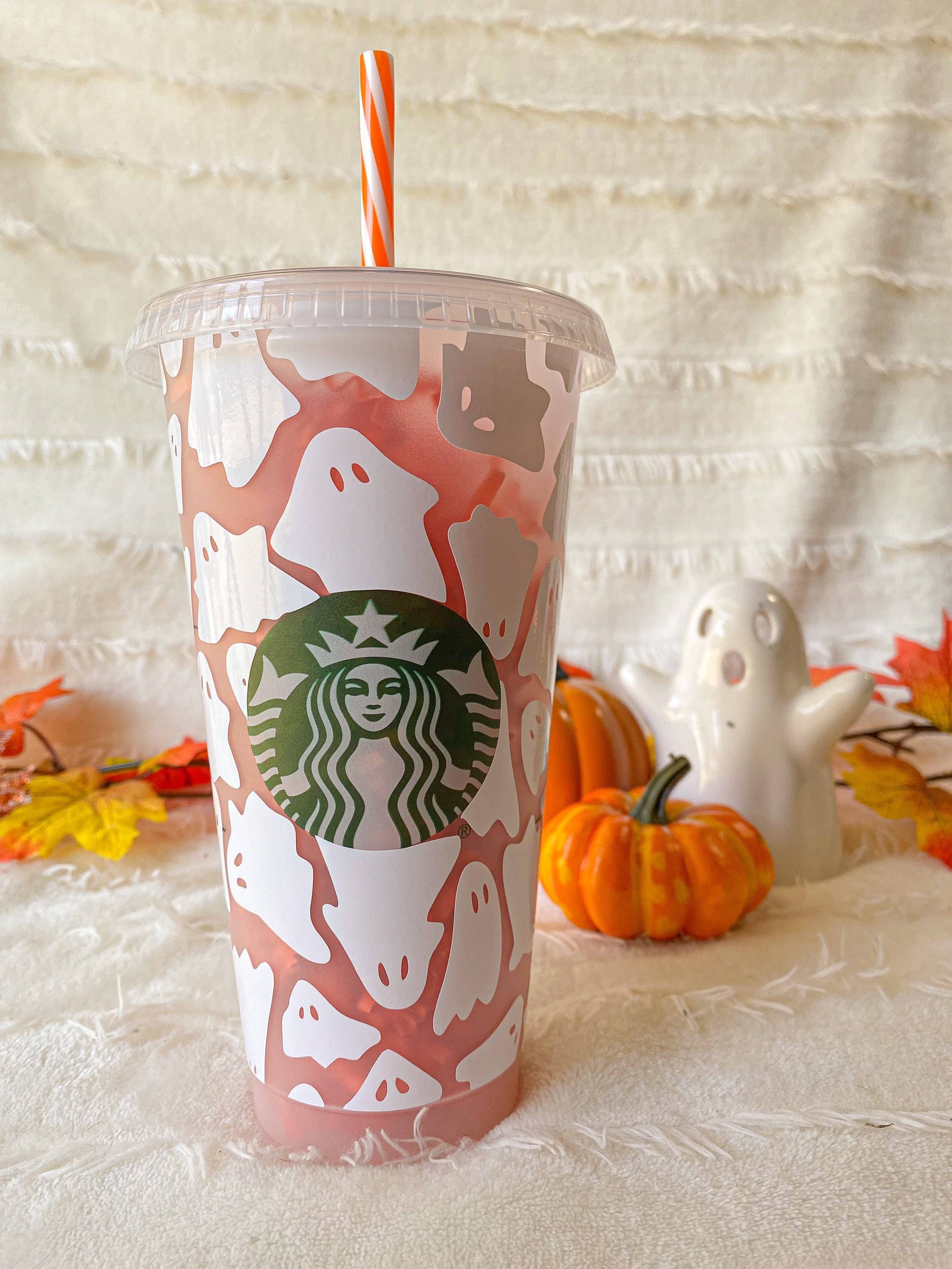 Lovely JEN's Designs - Wholesale Drinking Glass/Cup - Halloween Ghosts Starbucks Cup3