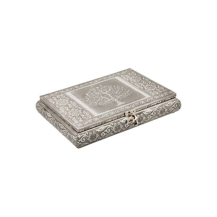 Namaste – wholesale Jewellery box/organiser – Silver Tree of Life Antique Jewellery Box1