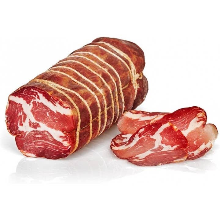 Calabrian artisanal capocollo slice 500g for wholesale by Calabria da Gustare