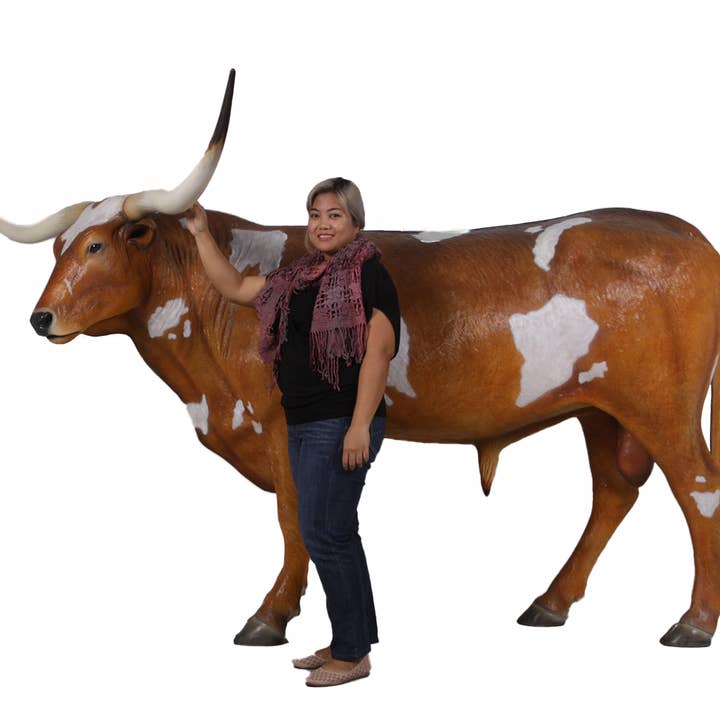 Texas Long Horn Life Size Statue for wholesale by LM Treasures