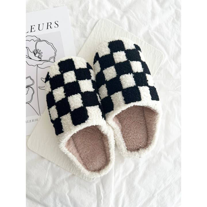 LoveLina - Wholesale Slippers - Women's - Checkered Pattern Cozy Slippers - OBI