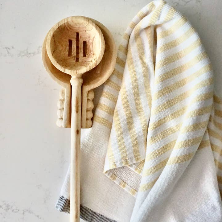 Azizi Life - Wholesale Kitchen Spoon - Hand Carved Wooden Spoon – Merideth Slotted Spoon7