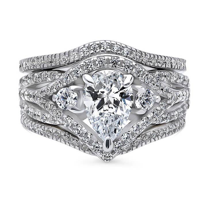 BERRICLE Wensbot Gevlochten 3-Steens 1,3ct CZ Verlovingsring Set voor wholesale door BERRICLE