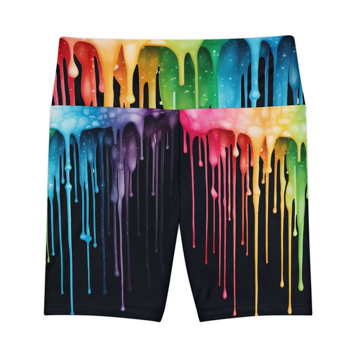 Colorful Drip Women's Workout Shorts - Stylish Activewear for Fitness Enthusiasts for wholesale by The Unique Spider