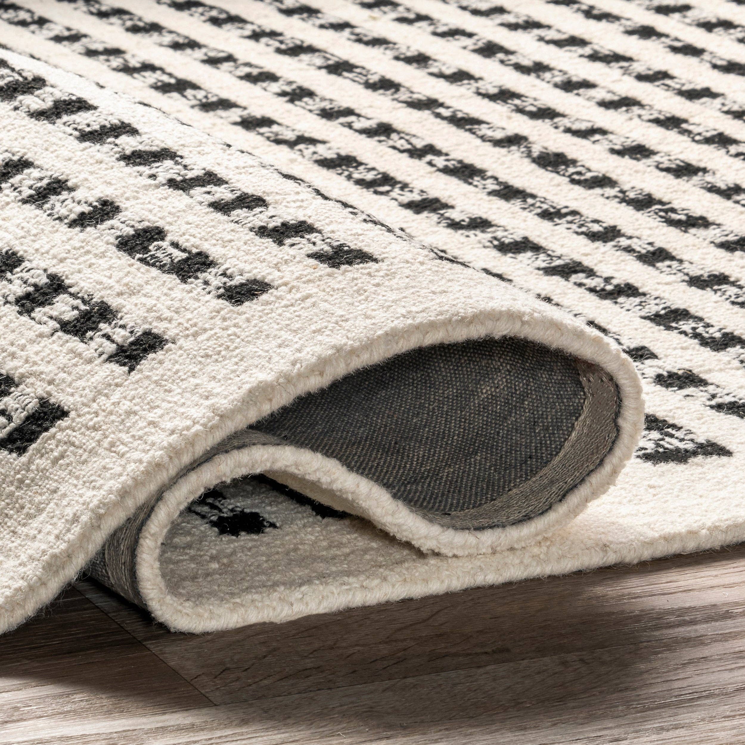 Ivory Adahlia Checkered Wool Area Rug for wholesale on Faire2