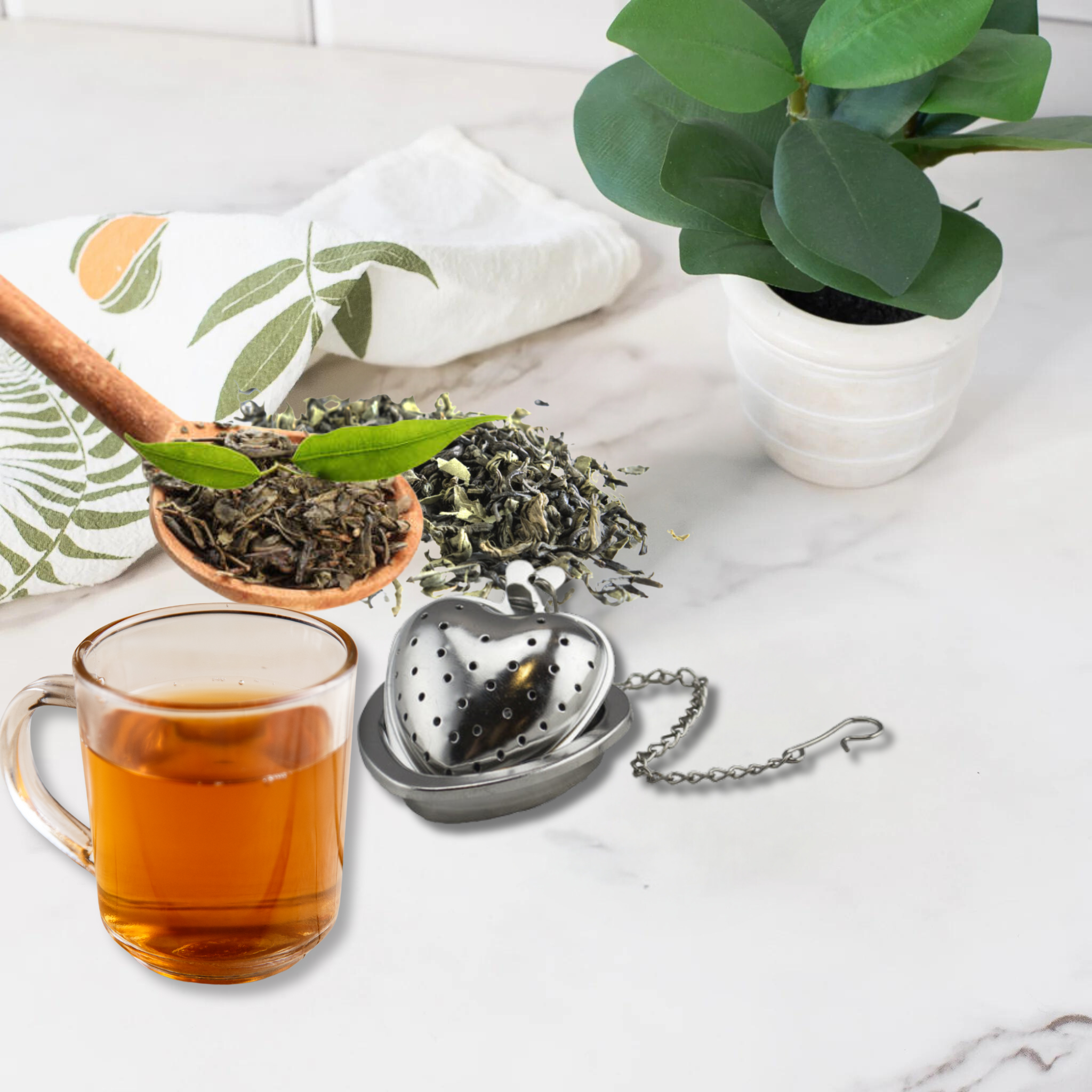 Original Source - Vente Passoires à thé/infuseurs - Passoire à thé avec support, acier inoxydable, cœur1