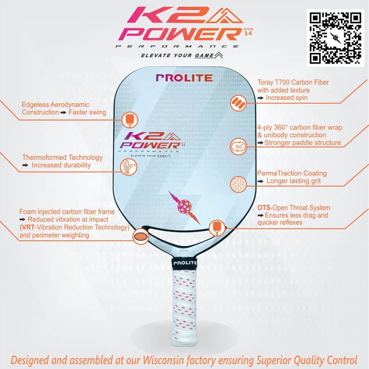 Prolite Pickleball - Vente Sports et activités de plein air - K2 Power Raquette de Pickleball9