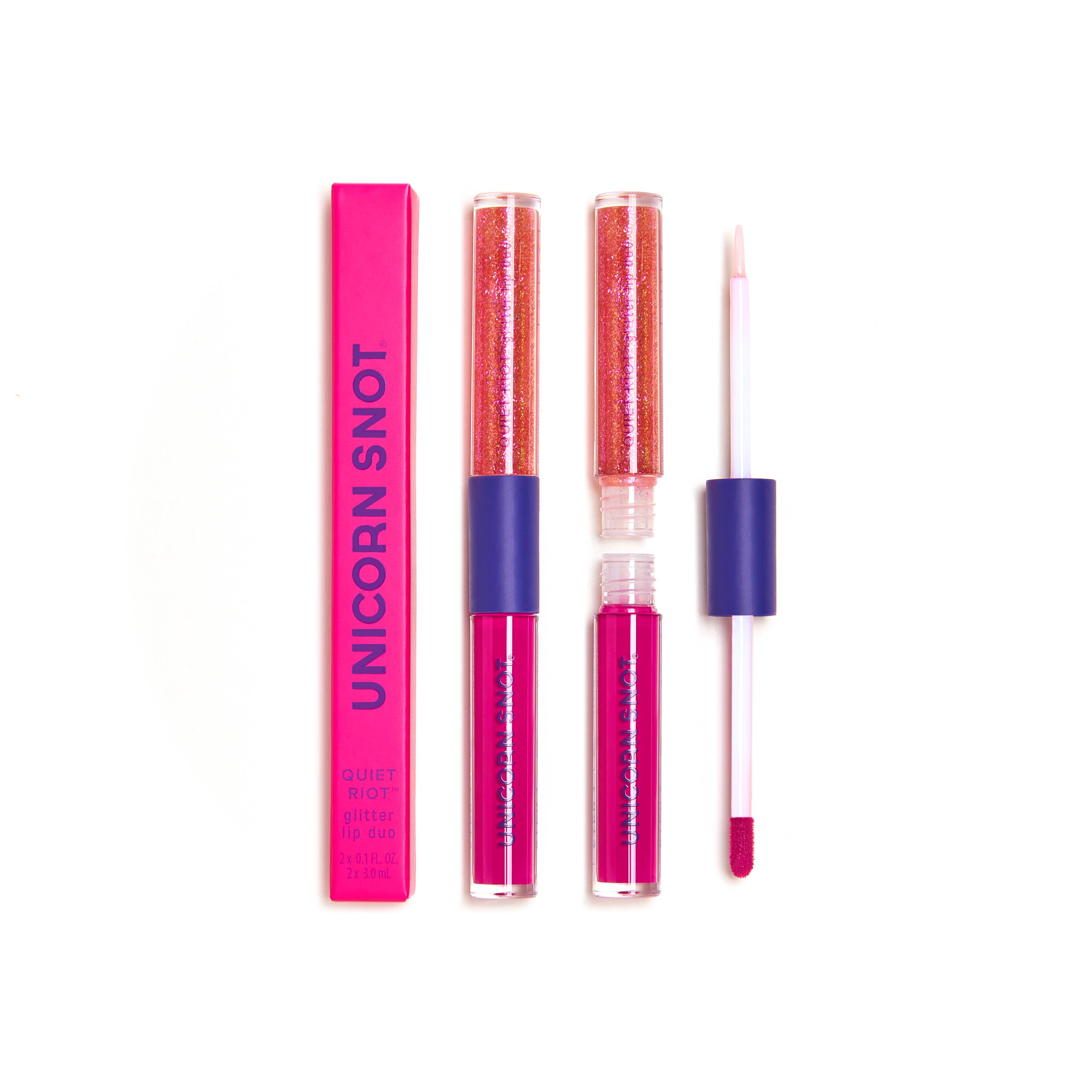 Unicorn Snot | Glitter Beauty - Wholesale Lip Stain/Dye/Tint - Quiet Riot 2in1 | Pink-Fusion | Glitter Lip Duo | Lip Paint2