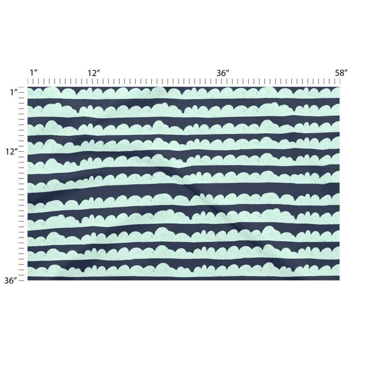 Lexie Rose - Wholesale Fabric - Fluffy clouds - midnight blue | pale blue cloud print