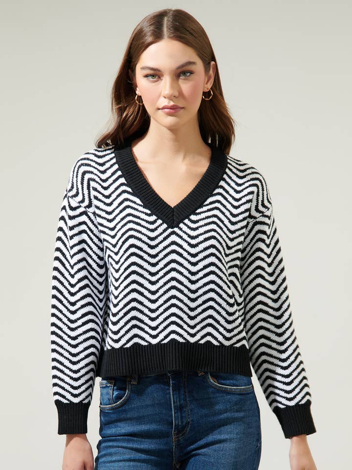 Greta Zebra Long Sleeve Sweater for wholesale by Sugarlips