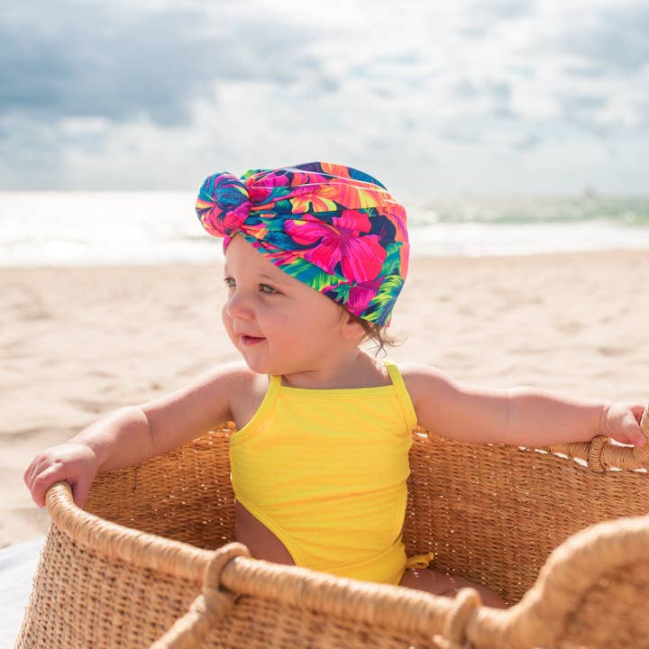 Sweet Peas Co – Engroshandel Badehætte - Børn og baby – Tropisk Brise Knude Turban1