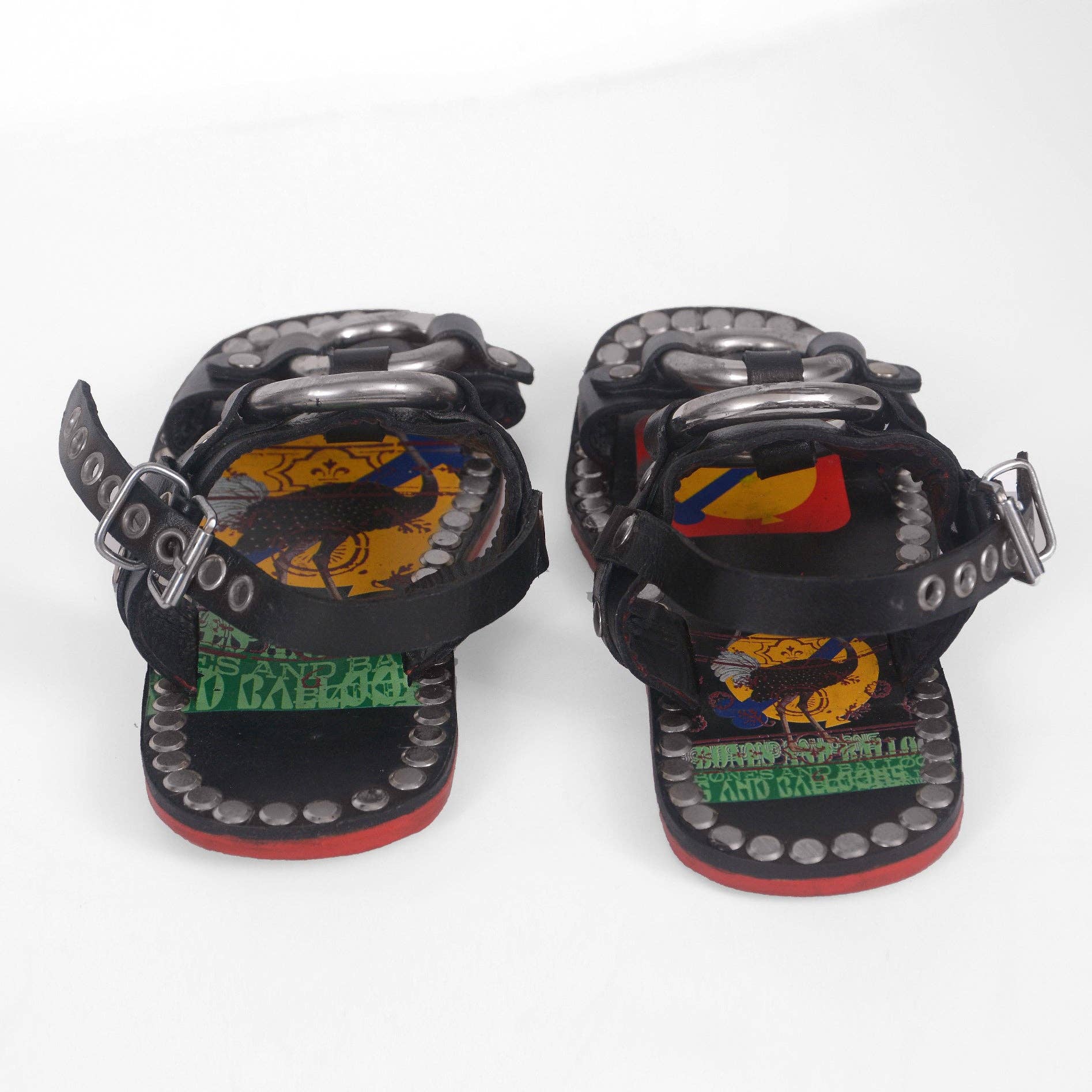 Bønes and Balløøns - Vendita all'ingrosso Sandali - Unisex - Sandali in pelle rivettata unisex neri fatti a mano5