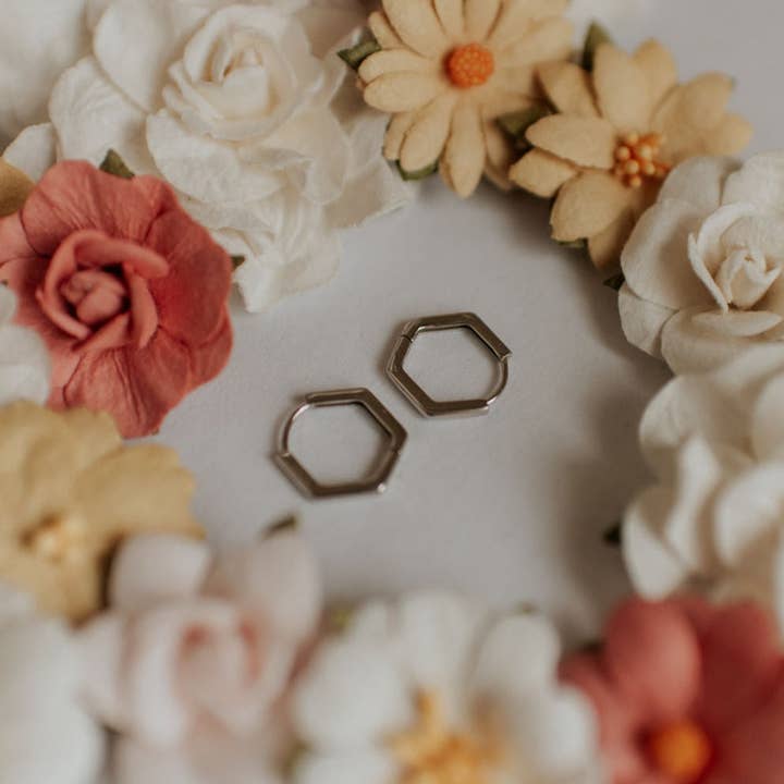 Mauve Jewelry Co. - Wholesale Huggie Earrings - Hexagon Huggies