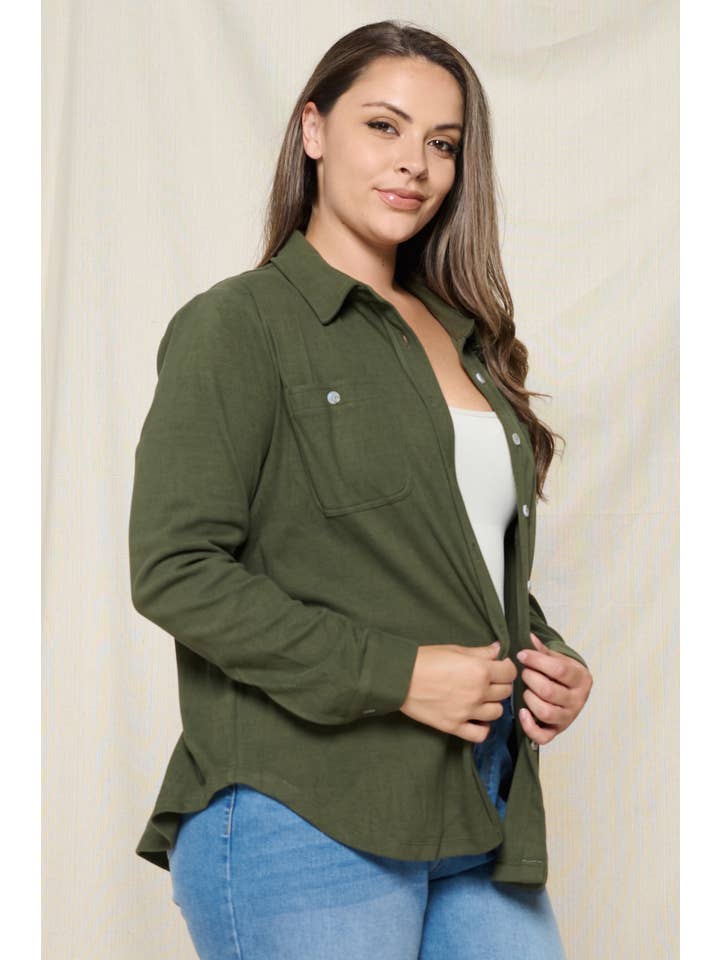 Doe and Rae - Wholesale Button Down Shirt - Women's - BRUSHED BUTTON DOWN SHIRT - 10452JPL
