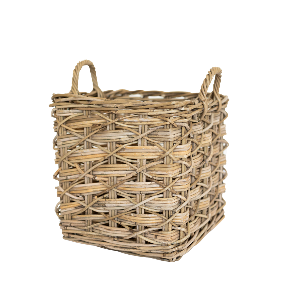 Basketly – Cesta por atacado – Cesto Quadrado de Rattan com Trama em X1
