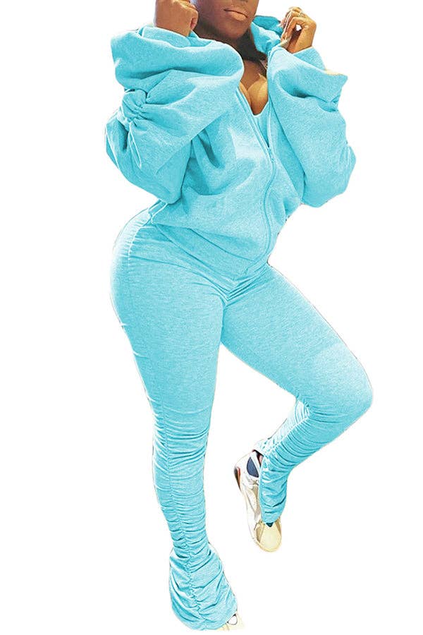 MB Fashion Wholesale - Wholesale Top & Pant Set (NOT Loungewear) - Women's - MB FASHION BACKLESS HOODIE RUFFLE SPLIT PANTS SET 813613