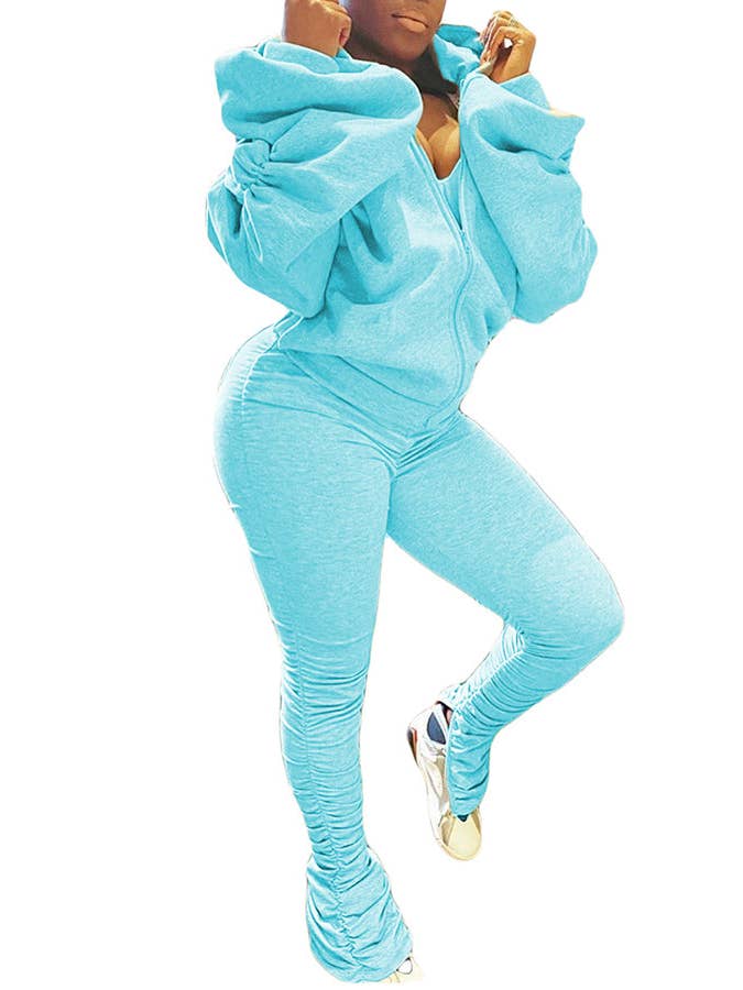 MB Fashion Wholesale - Wholesale Top & Pant Set (NOT Loungewear) - Women's - MB FASHION BACKLESS HOODIE RUFFLE SPLIT PANTS SET 813613