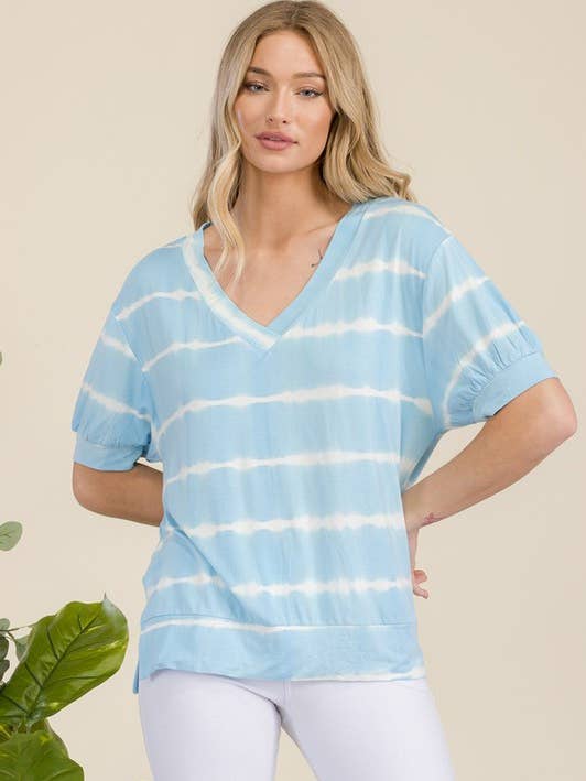 Top a righe con scollo a V rilassato da donna per la vendita all'ingrosso da parte di Yelete