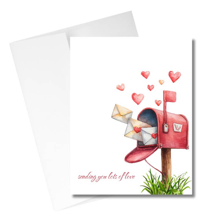 Aquarelle - Envoyant Plein d'Amour - Carte Boîte aux Lettres pour la vente par Western Fancies