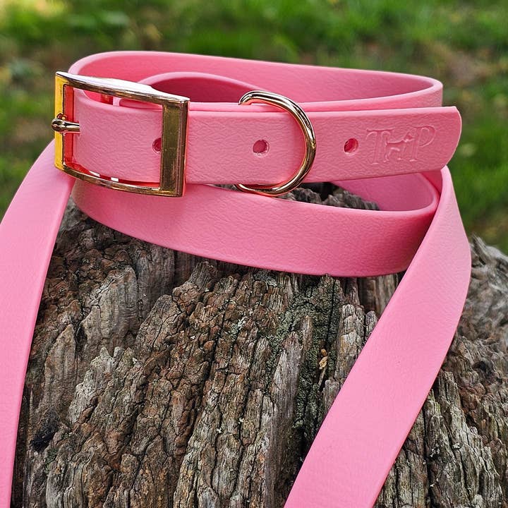 Trinkety Paws - Wholesale Pet Collar - Dog - BABY PINK - Waterproof BioThane© Dog Collar & Lead