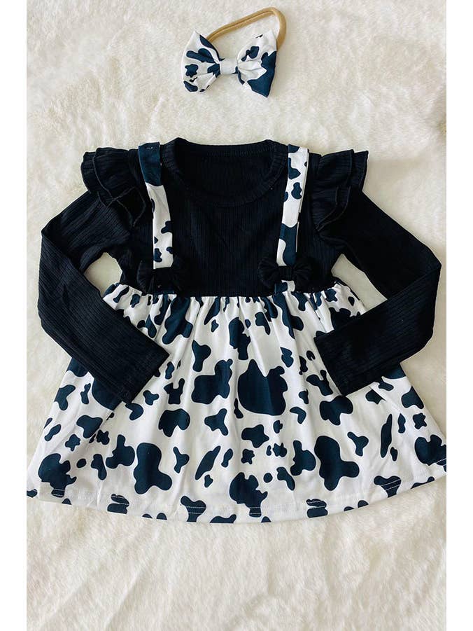 luluclothes - Wholesale T-Shirt - Kids - DLH2812 Fall clothing Knitted black cow long sleeve top1