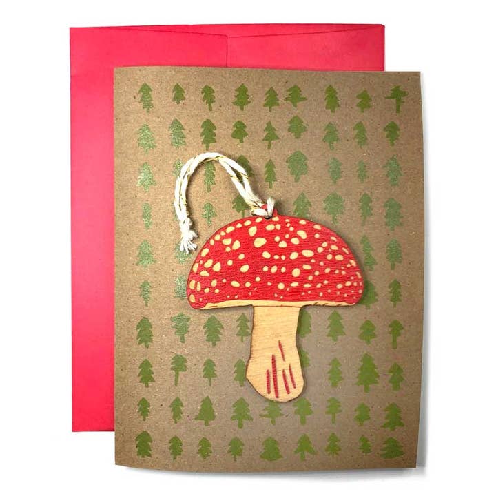 Amanita Mushroom Ornament w/Card for wholesale by SnowMade