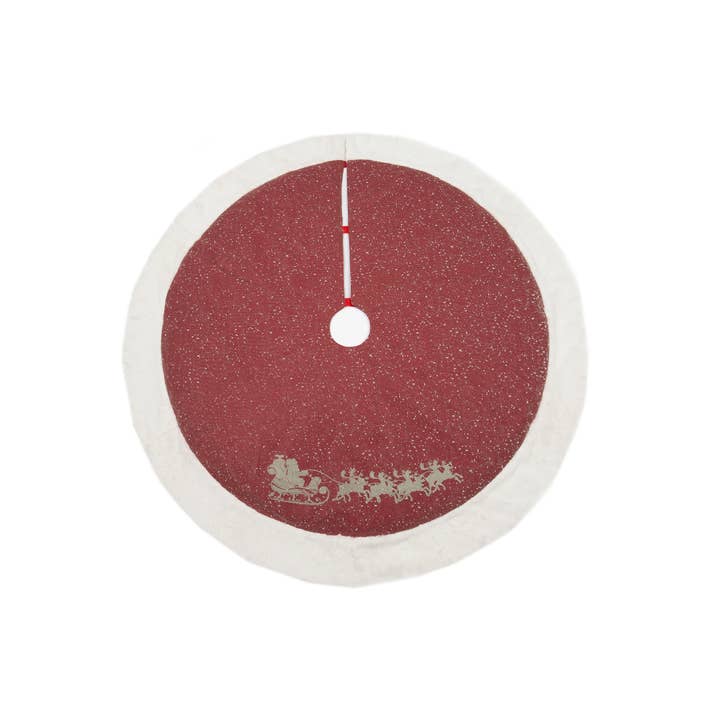 Sne Scene Trykt Julemandens Slæde Christmas Treeskirt, 48" for engroshandel hos Xia Home Fashions & Manor Luxe