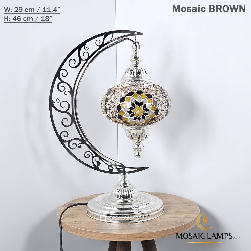 Mosaic Lamps - Vendita all'ingrosso Lampada da scrivania/d'accento - Lampada da scrivania Turkish Moon in argento, luci ad arco marocchine, Murano C32