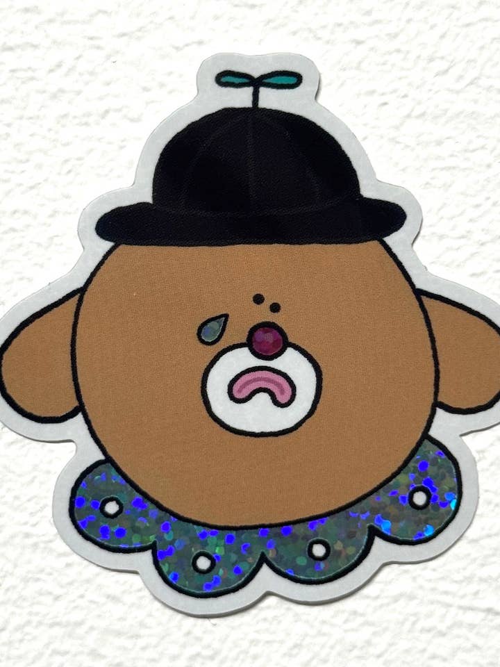 Autocolante Vinil Brilhante de Cão Palhaço por atacado de Rolly Poly Studios