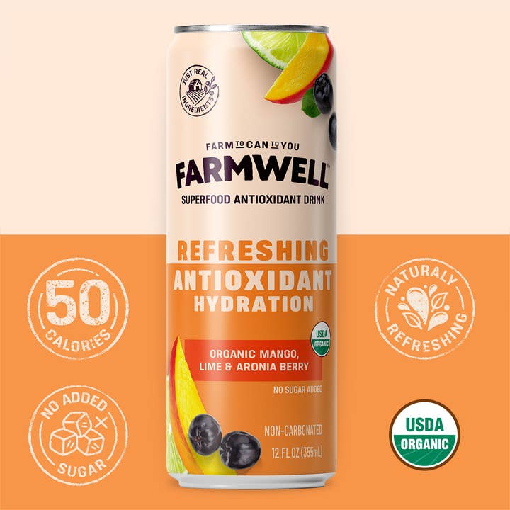 Organic Mango, Lime & Aronia Berry - 12 Pack for wholesale by Farmwell Drinks