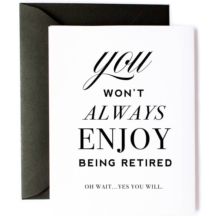 Kitty Meow Boutique - Wholesale Retirement Card - Enjoy Retirement, Funny Retirement Greeting Card