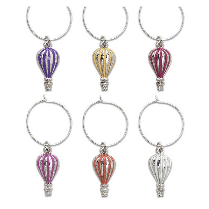 Hot Air Balloon My Glass Charms Set of 6 #83-106 for wholesale by IWA Wine Accessories