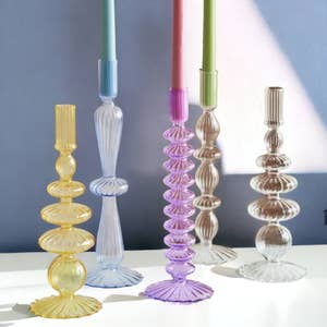 Colorful Glass Taper Candle Holders - 6.5H inches – Candlestock