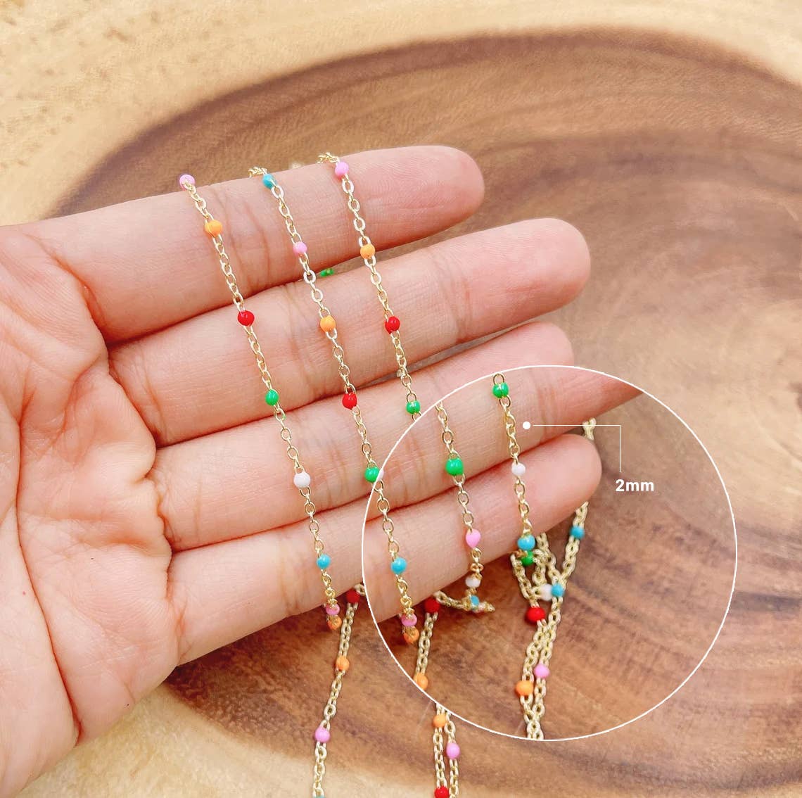 findings4uGem – Großhandel Kette mit Anhänger/Charm – Mini Mehrfarbige Emaille-Kabel-Papierklammer-Kette pro Fuß, CH3021