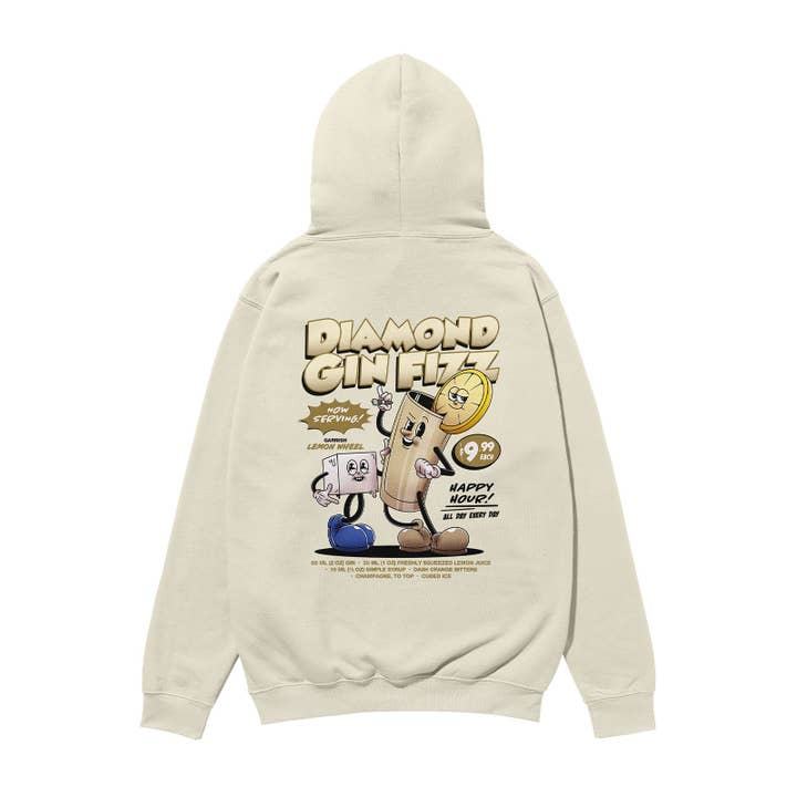 Diamond Gin Fizz Heavyweight Organic Hoodie Stone for wholesale by Weekend Concept