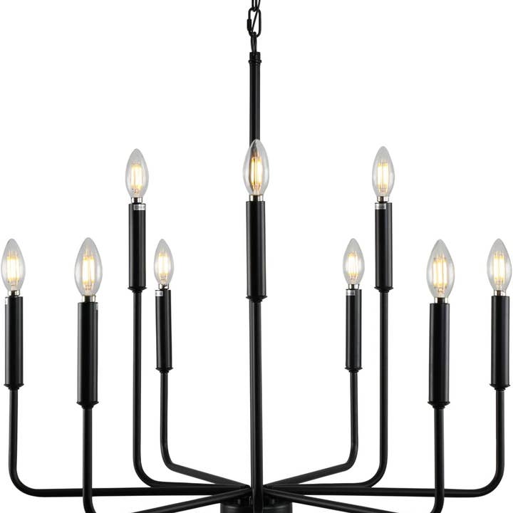Black Farmhouse Chandelier 9 Light Dining Room Rustic for wholesale on Faire8
