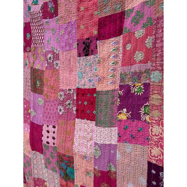 Bhawana Handicrafts - Wholesale Throw blanket - Kantha Stitched Patchwork Embroidery Quilts Cotton Bedspread2