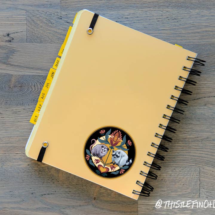 Thistle Finch Designs - Wholesale Sticker - Raccoon & Opossum Hex Sign PA Dutch Vinyl Sticker3