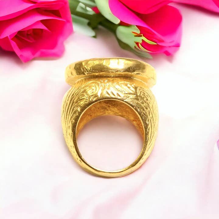 The Ancient Bazaar Jewelry & Accessories - Wholesale Cocktail/Statement Ring - Item # RS-2122A - Gold Plated Coin Ring